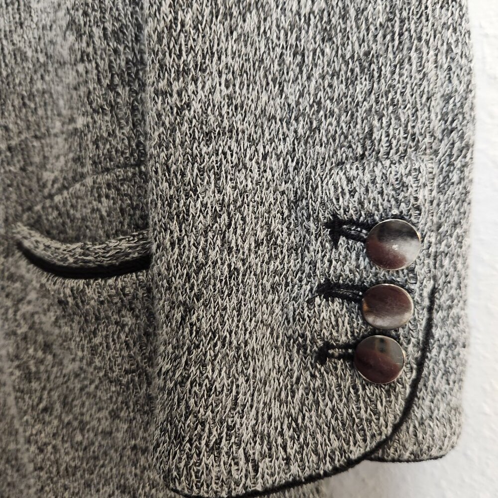 Skies Are Blue Alanna Textured Knit Blazer Heather Grey Black Floral Lining Medi - Picture 4 of 11